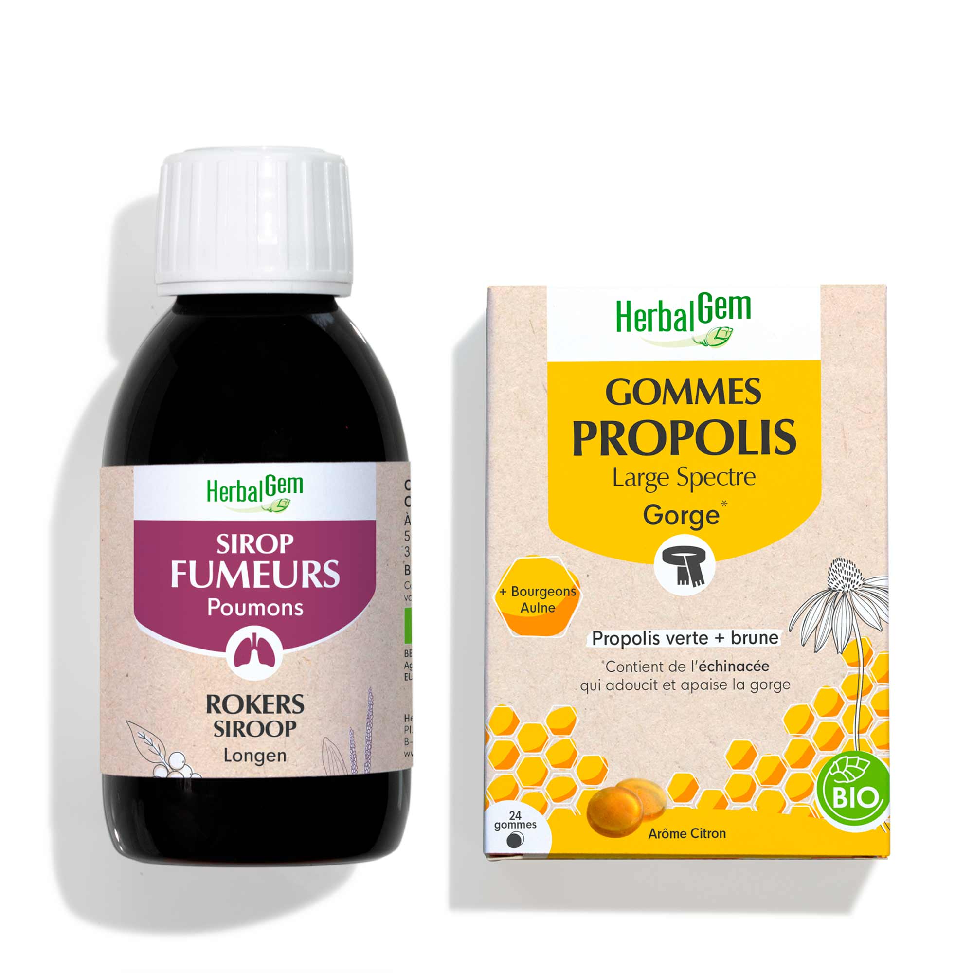 Duo pack smokers syrup and propolis gums